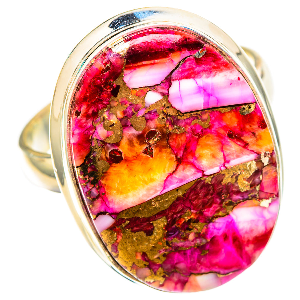 Kingman Pink Dahlia Turquoise Rings handcrafted by Anasilvercos - RING117027 - Photo 2