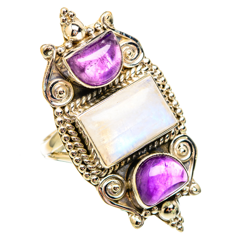 Rainbow Moonstone Rings handcrafted by Anasilvercos - RING117029 - Photo 2