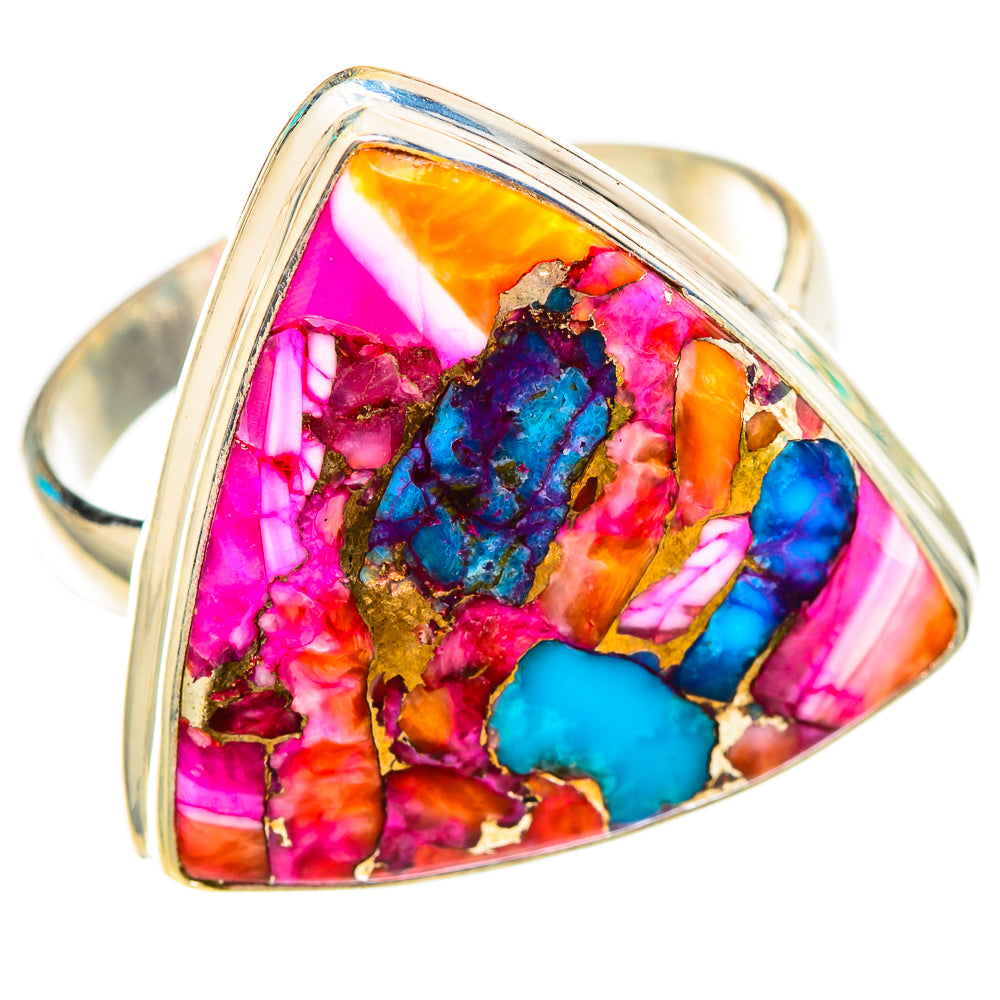 Kingman Pink Dahlia Turquoise Rings handcrafted by Anasilvercos - RING117038 - Photo 2