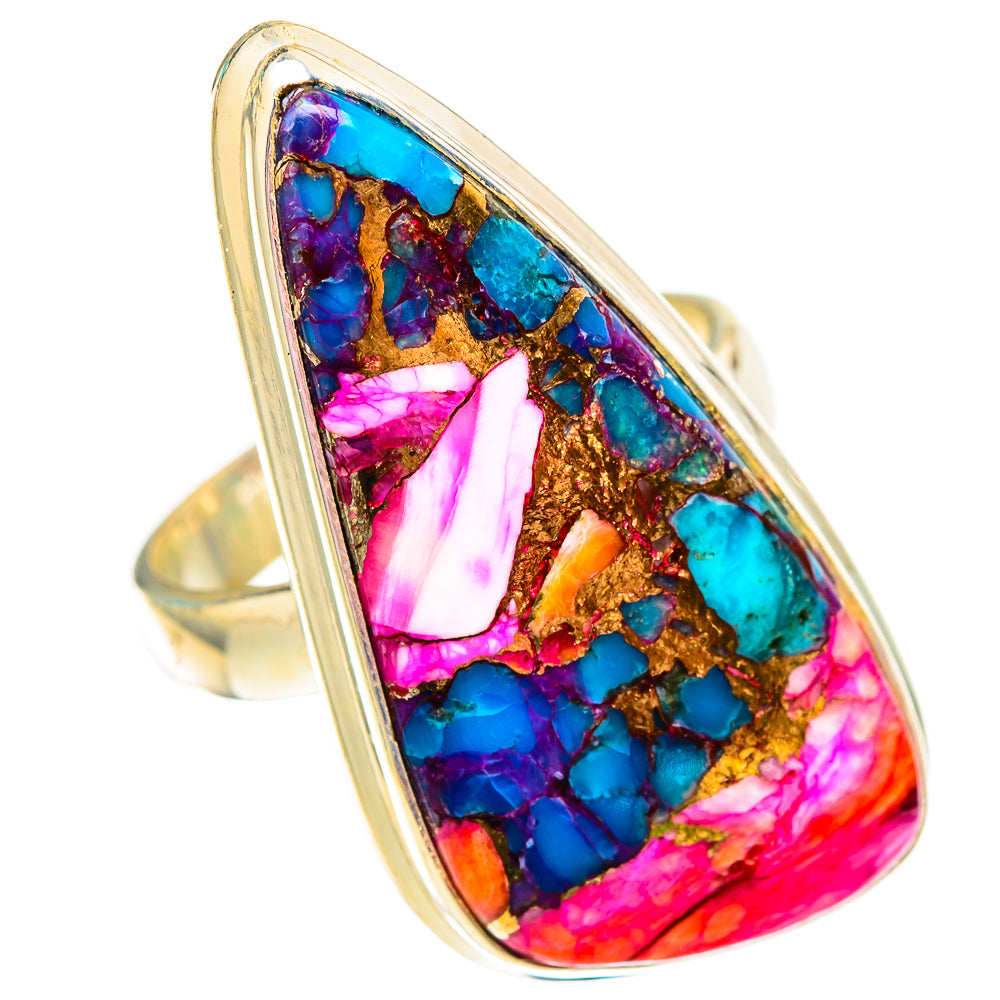 Kingman Pink Dahlia Turquoise Rings handcrafted by Anasilvercos - RING117039 - Photo 2