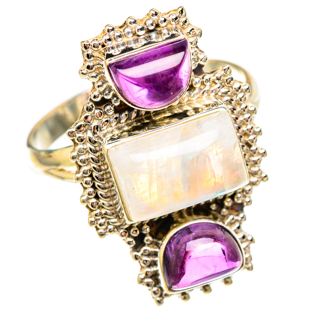 Rainbow Moonstone Rings handcrafted by Anasilvercos - RING117059 - Photo 2