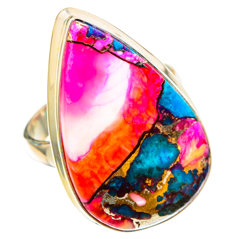 Kingman Pink Dahlia Turquoise Rings handcrafted by Anasilvercos - RING117065 - Photo 2