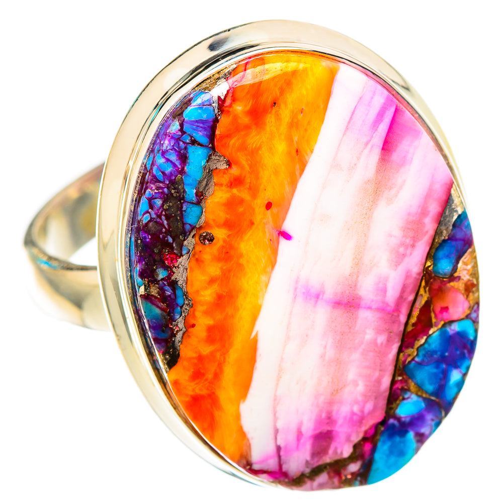Kingman Pink Dahlia Turquoise Rings handcrafted by Anasilvercos - RING117067 - Photo 2