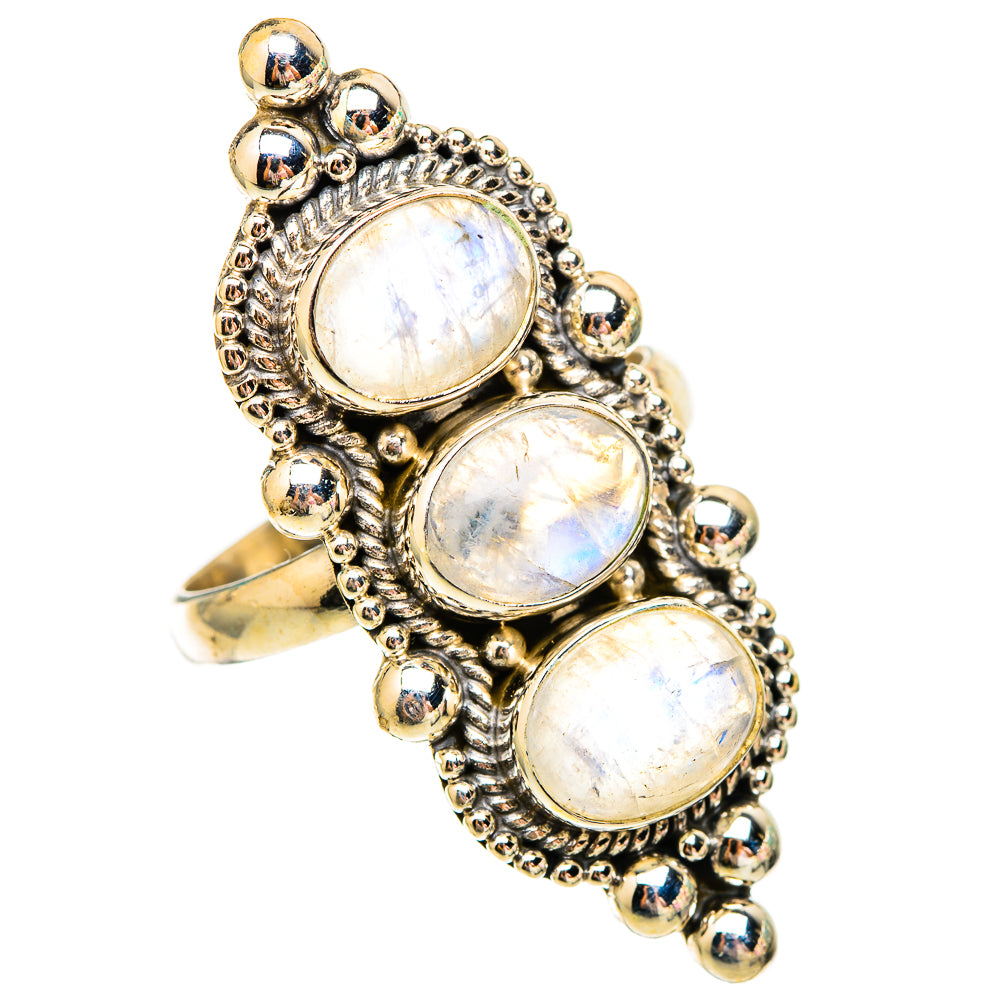 Rainbow Moonstone Rings handcrafted by Anasilvercos - RING117090 - Photo 2