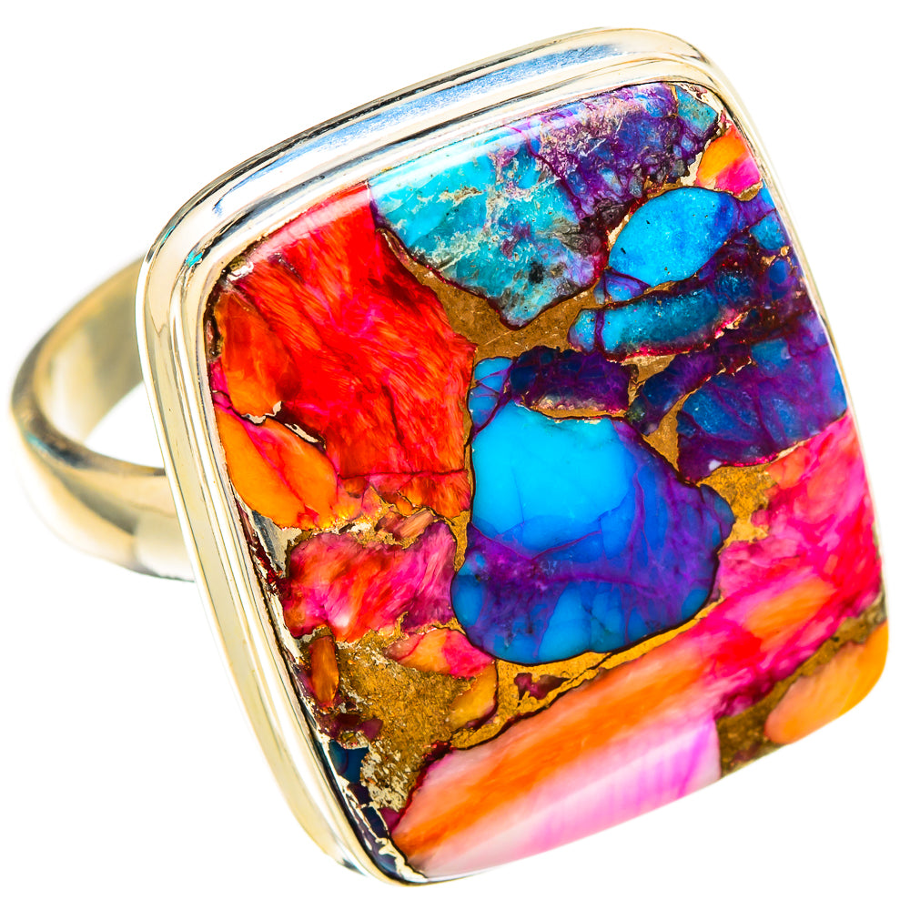 Kingman Pink Dahlia Turquoise Rings handcrafted by Anasilvercos - RING117096 - Photo 2