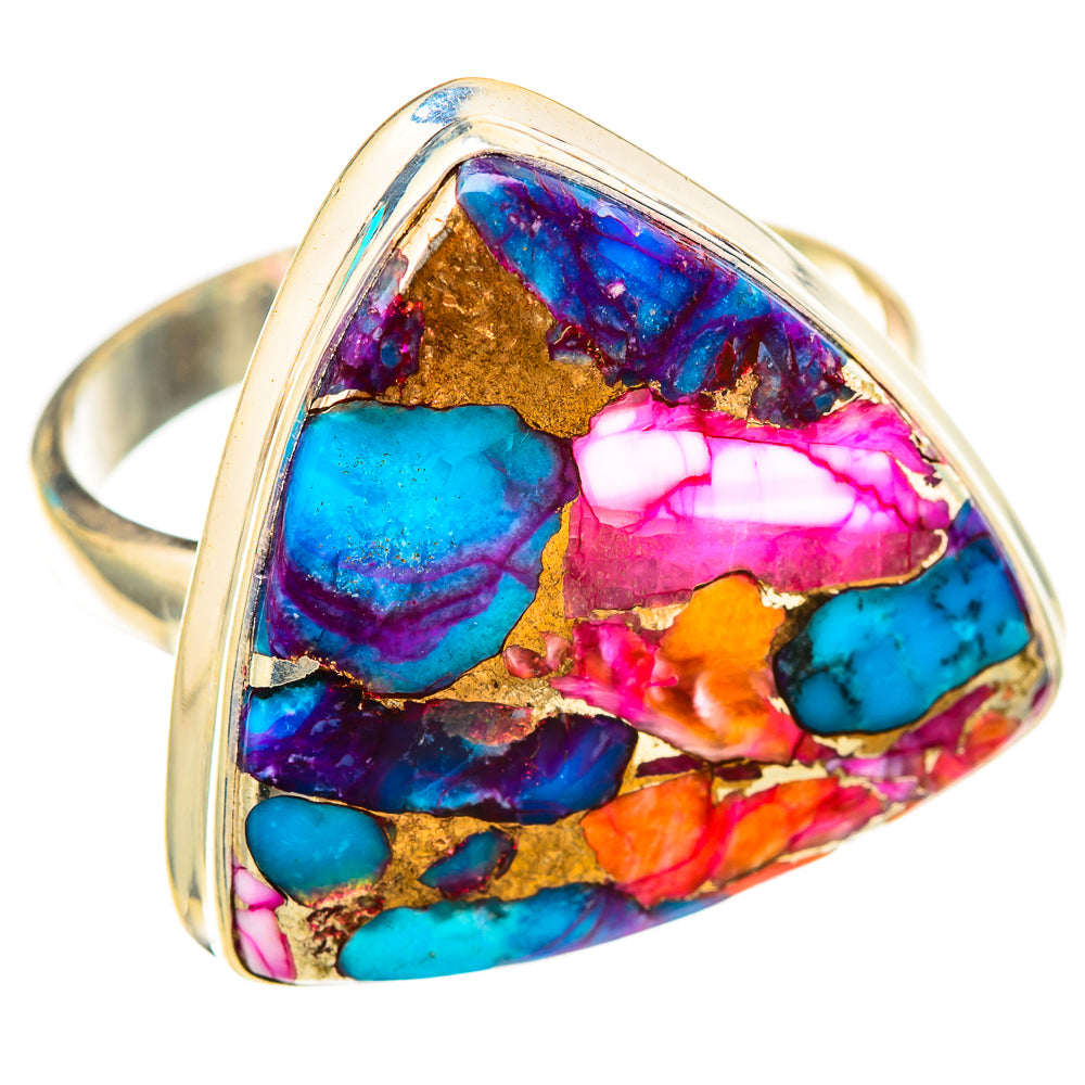 Kingman Pink Dahlia Turquoise Rings handcrafted by Anasilvercos - RING117097 - Photo 2
