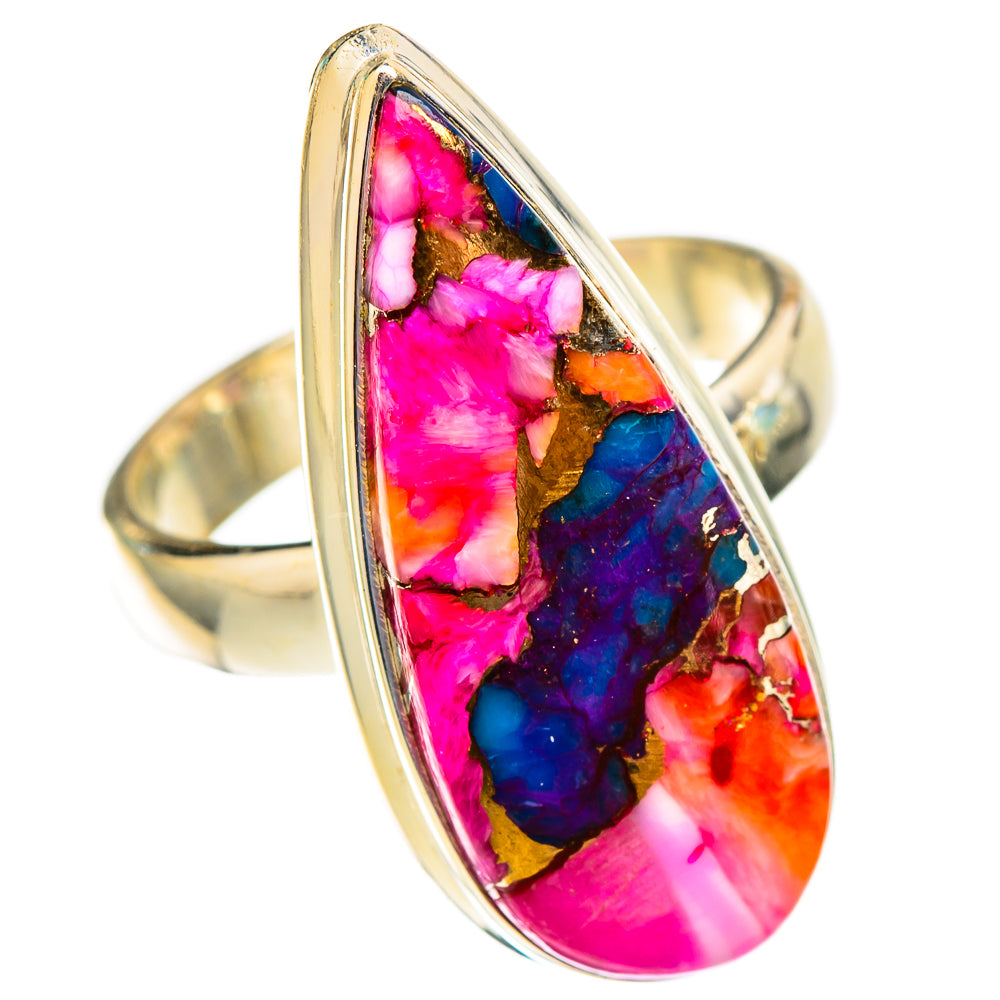 Kingman Pink Dahlia Turquoise Rings handcrafted by Anasilvercos - RING117129 - Photo 2