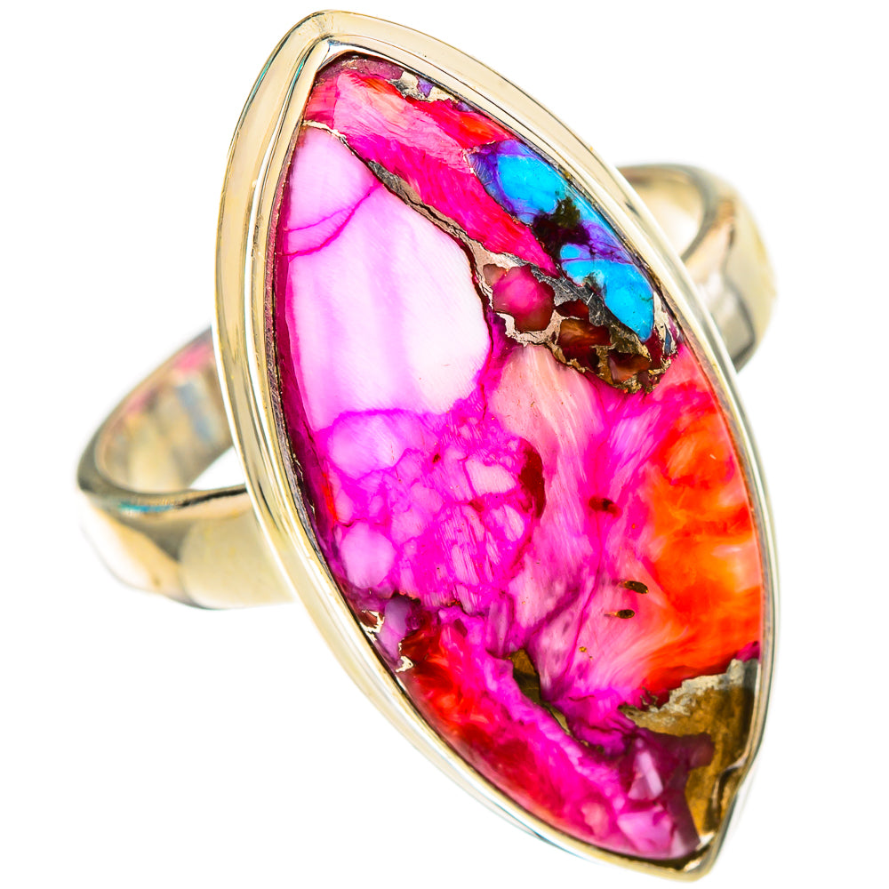 Kingman Pink Dahlia Turquoise Rings handcrafted by Anasilvercos - RING117156 - Photo 2