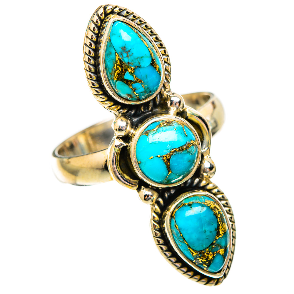 Blue Copper Composite Turquoise Rings handcrafted by Anasilvercos - RING117163 - Photo 2