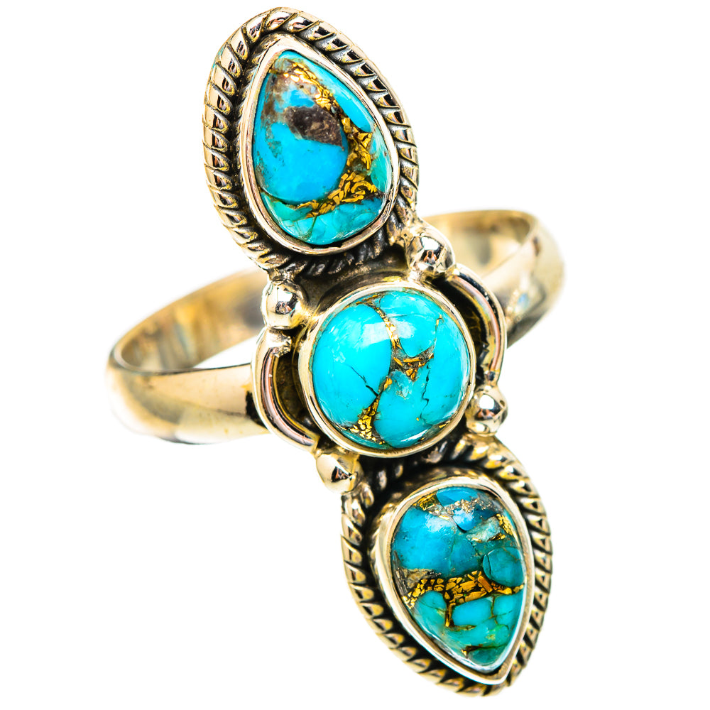 Blue Copper Composite Turquoise Rings handcrafted by Anasilvercos - RING117178 - Photo 2