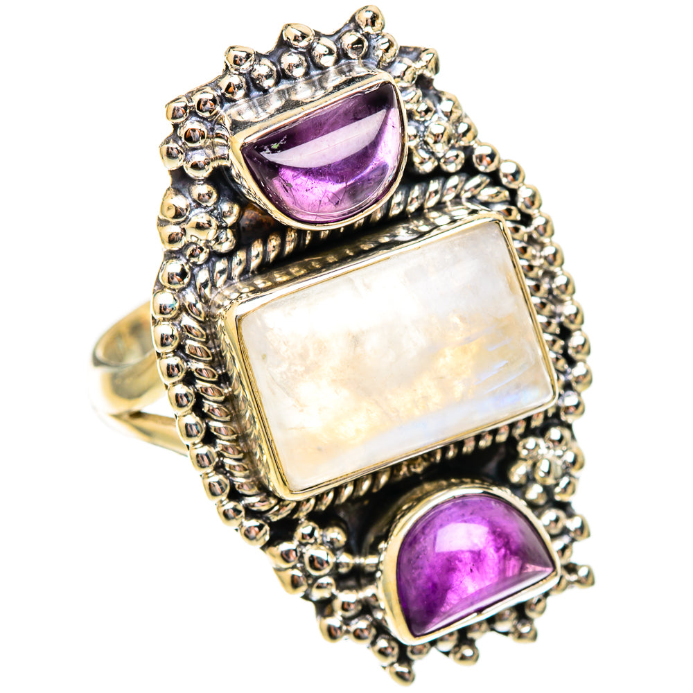Rainbow Moonstone Rings handcrafted by Anasilvercos - RING117189 - Photo 2