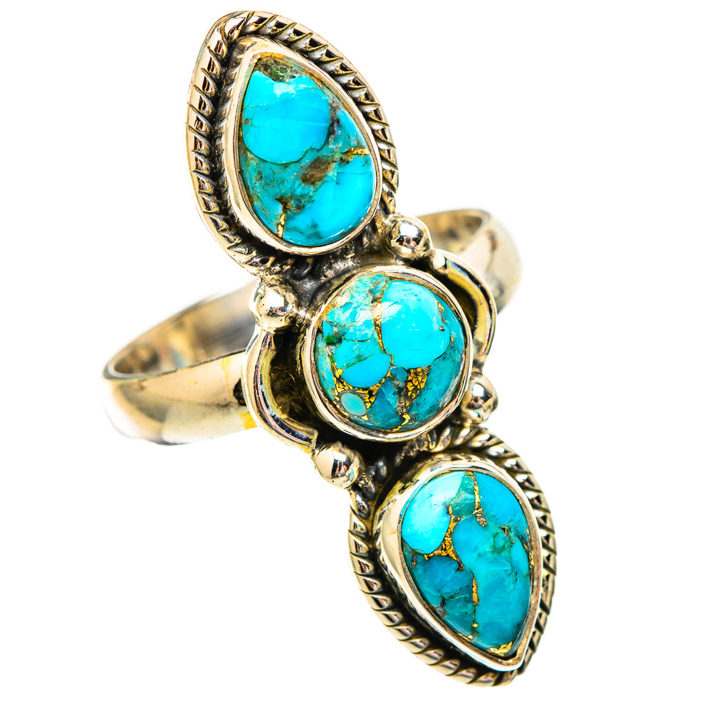 Blue Copper Composite Turquoise Rings handcrafted by Anasilvercos - RING117203 - Photo 2