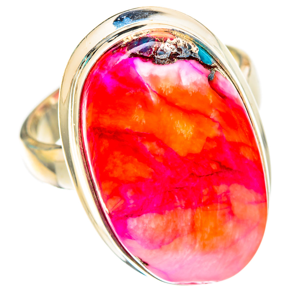 Kingman Pink Dahlia Turquoise Rings handcrafted by Anasilvercos - RING117225 - Photo 2
