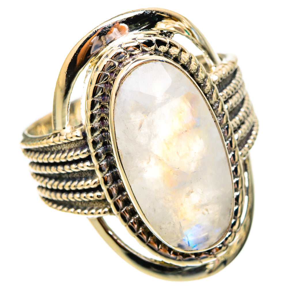 Rainbow Moonstone Rings handcrafted by Anasilvercos - RING117276 - Photo 2