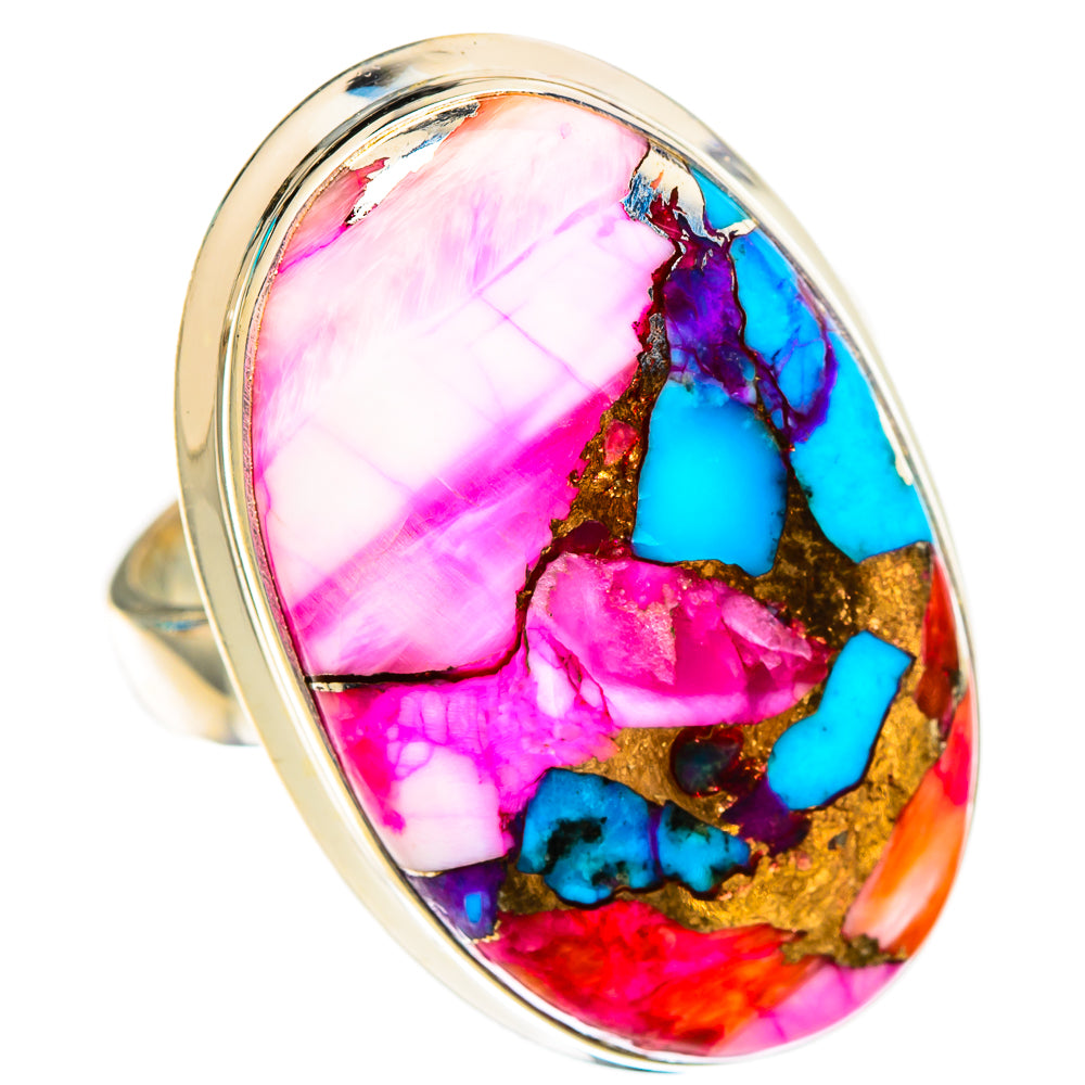 Kingman Pink Dahlia Turquoise Rings handcrafted by Anasilvercos - RING117278 - Photo 2