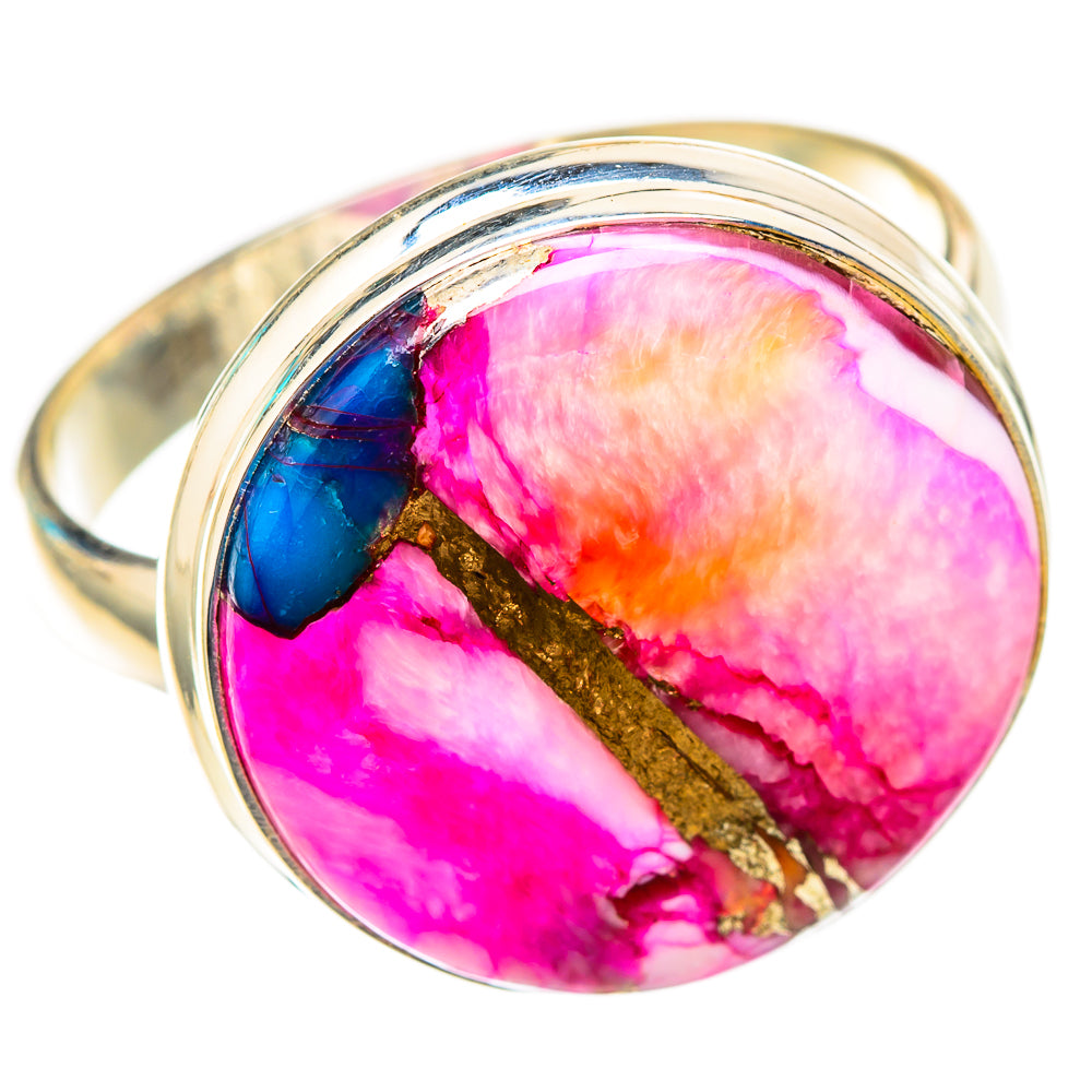 Kingman Pink Dahlia Turquoise Rings handcrafted by Anasilvercos - RING117279 - Photo 2