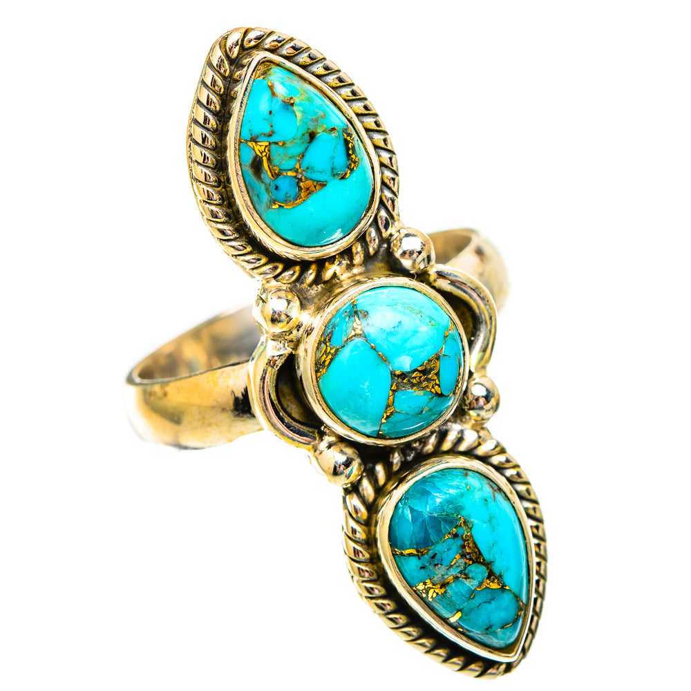 Blue Copper Composite Turquoise Rings handcrafted by Anasilvercos - RING117286 - Photo 2