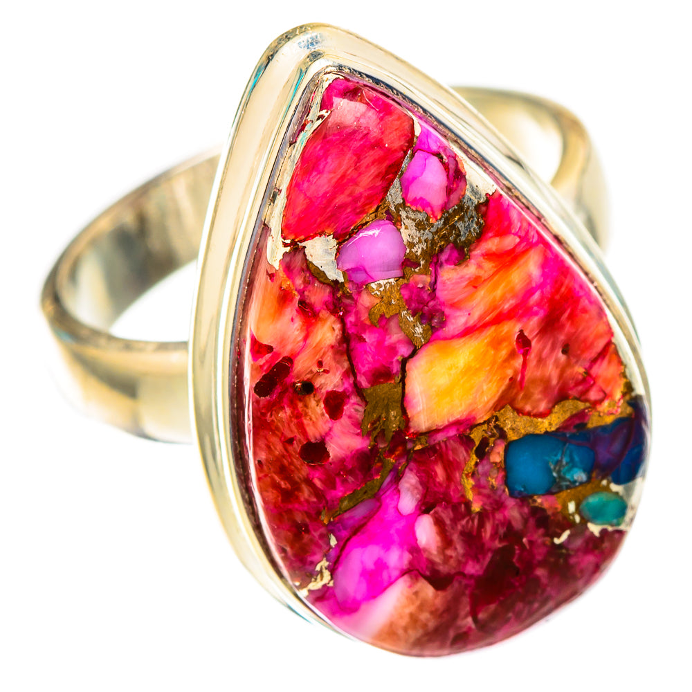 Kingman Pink Dahlia Turquoise Rings handcrafted by Anasilvercos - RING117307 - Photo 2