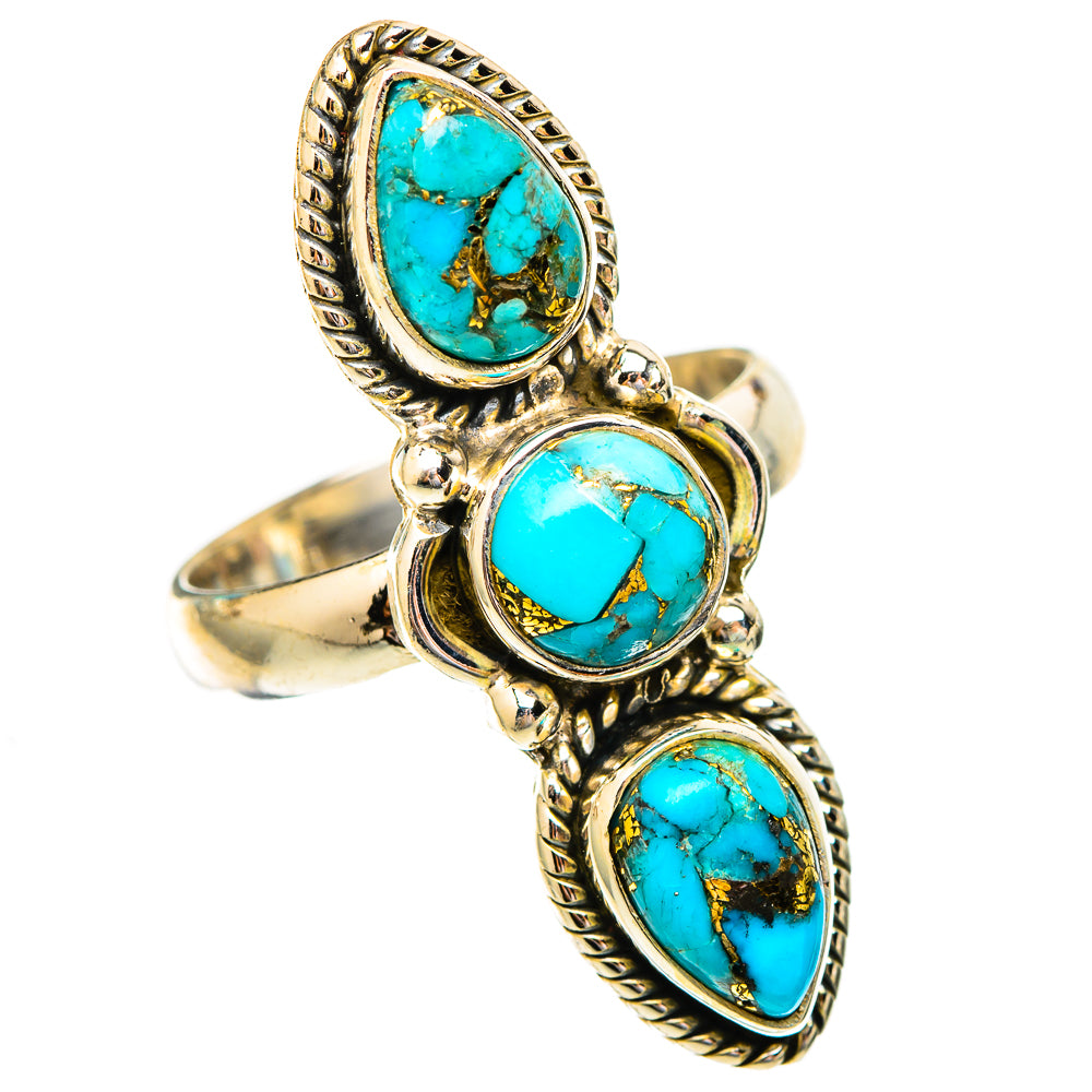 Blue Copper Composite Turquoise Rings handcrafted by Anasilvercos - RING117312 - Photo 2