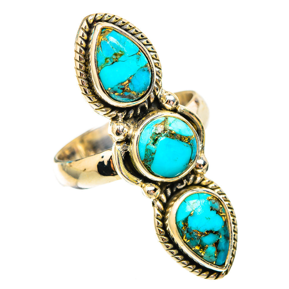 Blue Copper Composite Turquoise Rings handcrafted by Anasilvercos - RING117336 - Photo 2