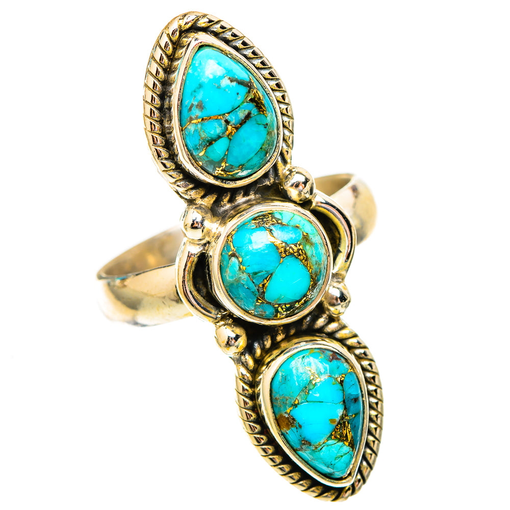 Blue Copper Composite Turquoise Rings handcrafted by Anasilvercos - RING117378 - Photo 2