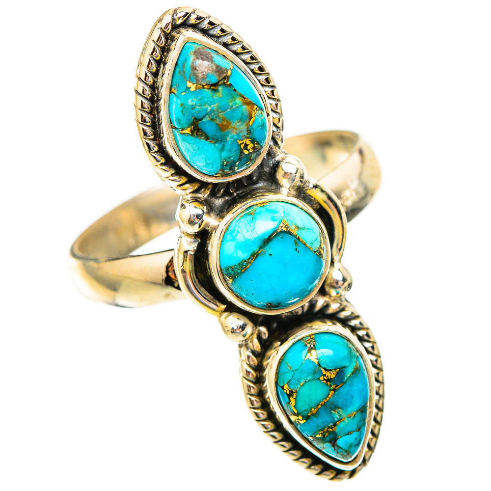 Blue Copper Composite Turquoise Rings handcrafted by Anasilvercos - RING117400 - Photo 2