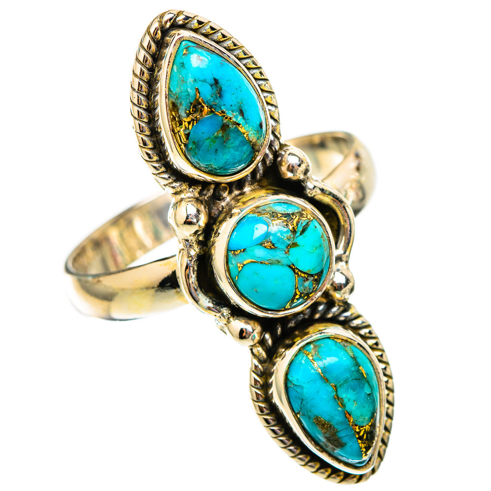 Blue Copper Composite Turquoise Rings handcrafted by Anasilvercos - RING117432 - Photo 2