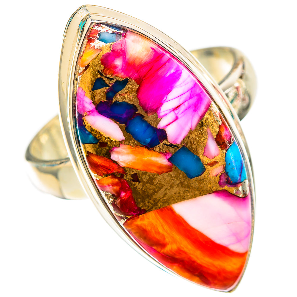 Kingman Pink Dahlia Turquoise Rings handcrafted by Anasilvercos - RING117454 - Photo 2