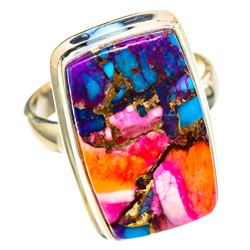 Kingman Pink Dahlia Turquoise Rings handcrafted by Anasilvercos - RING117481 - Photo 2