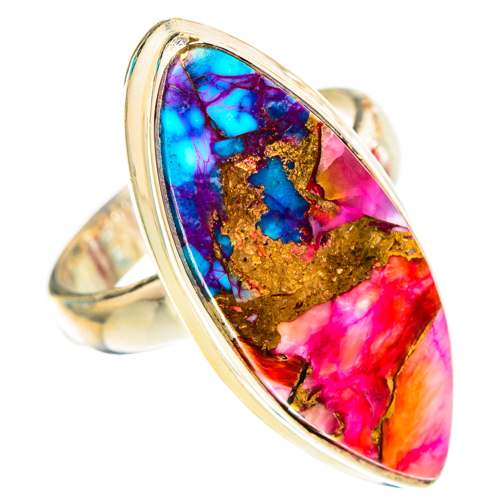 Kingman Pink Dahlia Turquoise Rings handcrafted by Anasilvercos - RING117533 - Photo 2