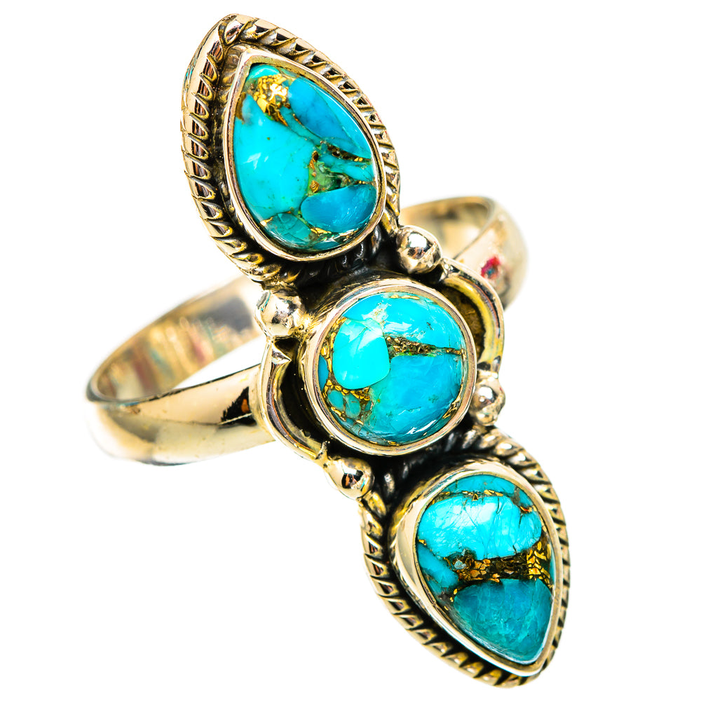 Blue Copper Composite Turquoise Rings handcrafted by Anasilvercos - RING117536 - Photo 2