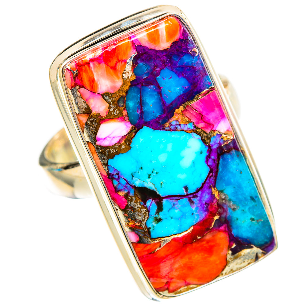 Kingman Pink Dahlia Turquoise Rings handcrafted by Anasilvercos - RING117557 - Photo 2