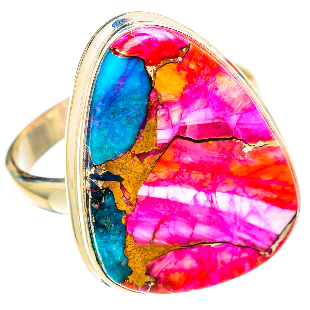 Kingman Pink Dahlia Turquoise Rings handcrafted by Anasilvercos - RING117558 - Photo 2