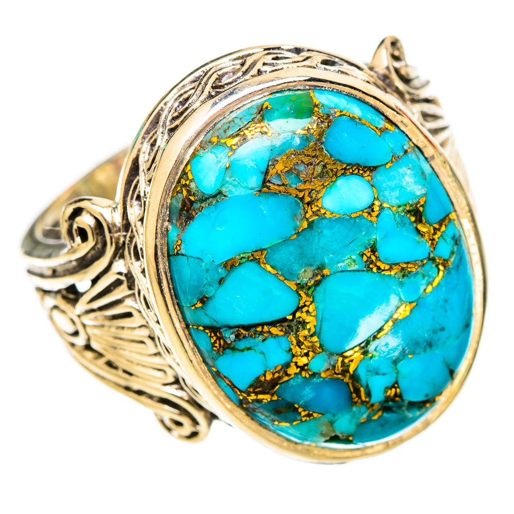 Blue Copper Composite Turquoise Rings handcrafted by Anasilvercos - RING117564 - Photo 2