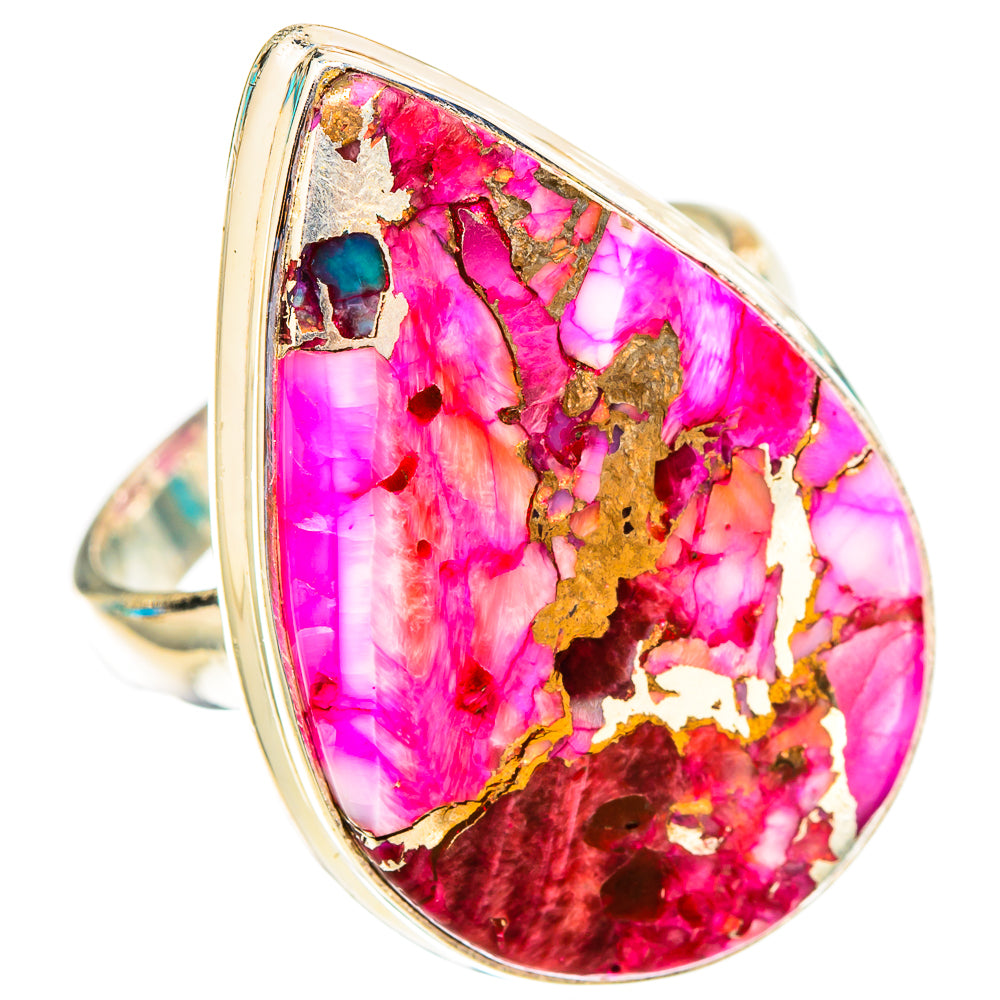 Kingman Pink Dahlia Turquoise Rings handcrafted by Anasilvercos - RING117581 - Photo 2