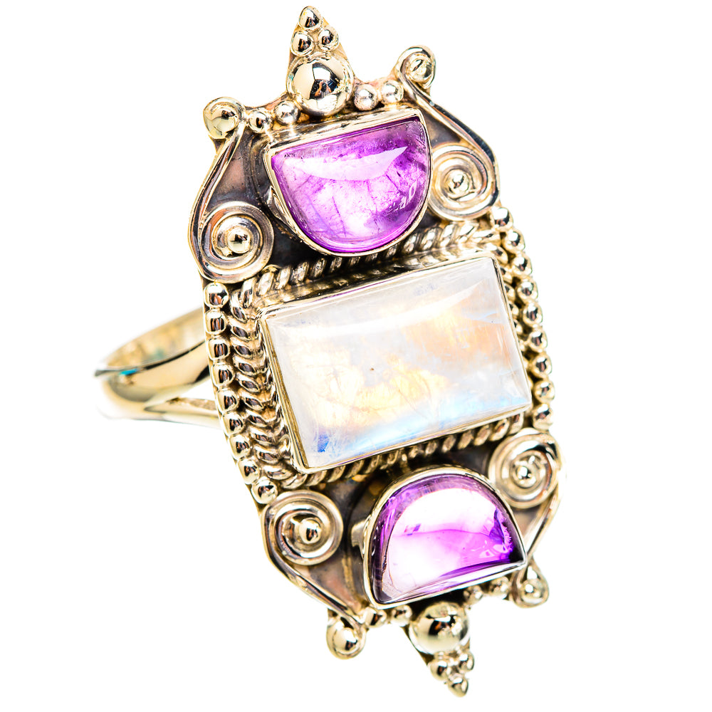 Rainbow Moonstone Rings handcrafted by Anasilvercos - RING117583 - Photo 2