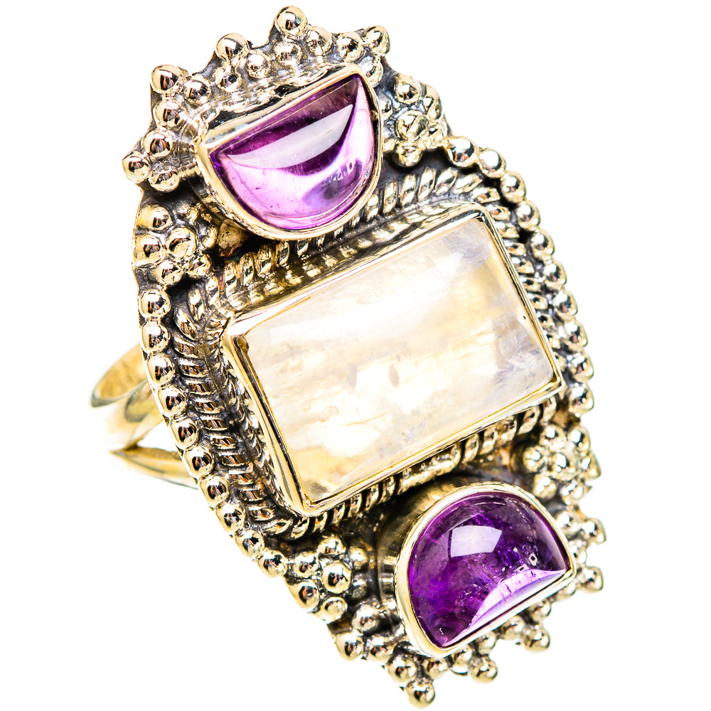 Rainbow Moonstone Rings handcrafted by Anasilvercos - RING117584 - Photo 2