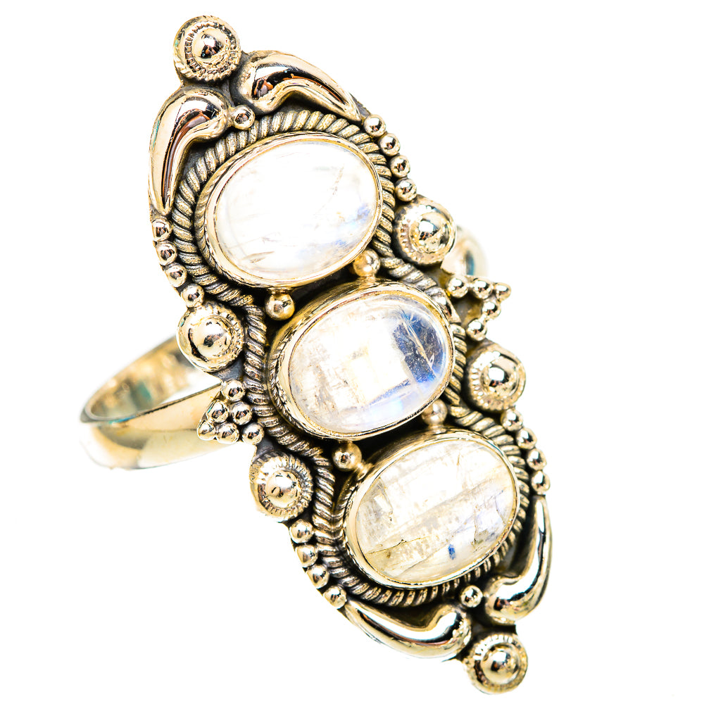 Rainbow Moonstone Rings handcrafted by Anasilvercos - RING117589 - Photo 2