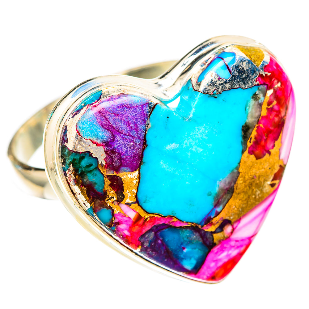 Kingman Pink Dahlia Turquoise Rings handcrafted by Anasilvercos - RING117592 - Photo 2