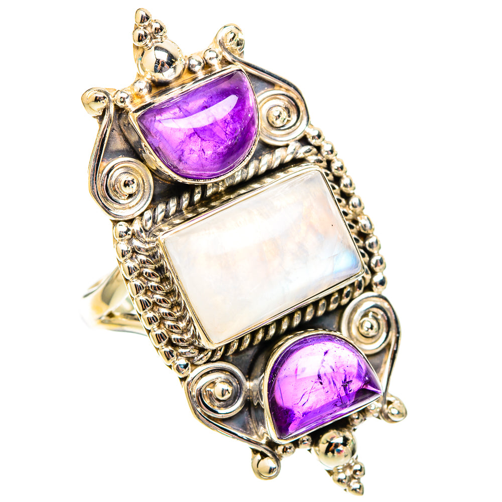 Rainbow Moonstone Rings handcrafted by Anasilvercos - RING117616 - Photo 2
