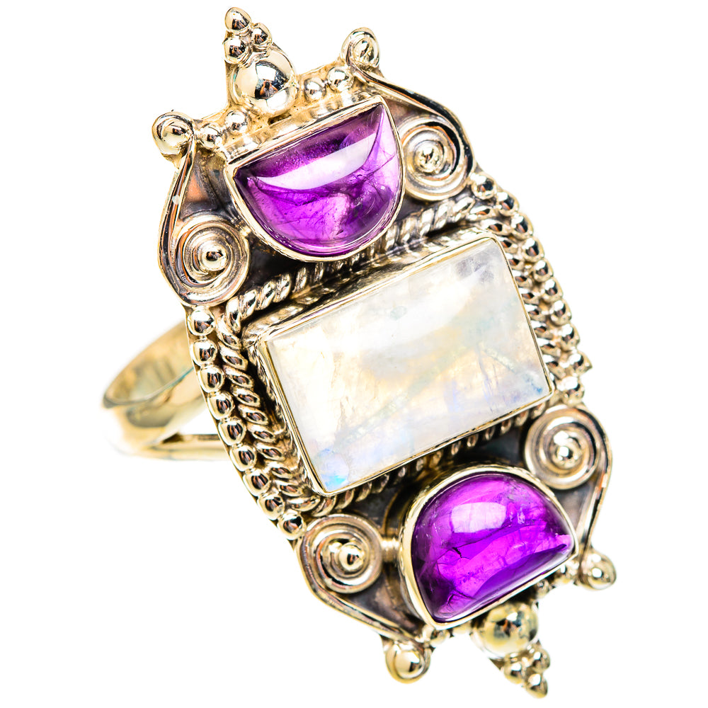 Rainbow Moonstone Rings handcrafted by Anasilvercos - RING117643 - Photo 2
