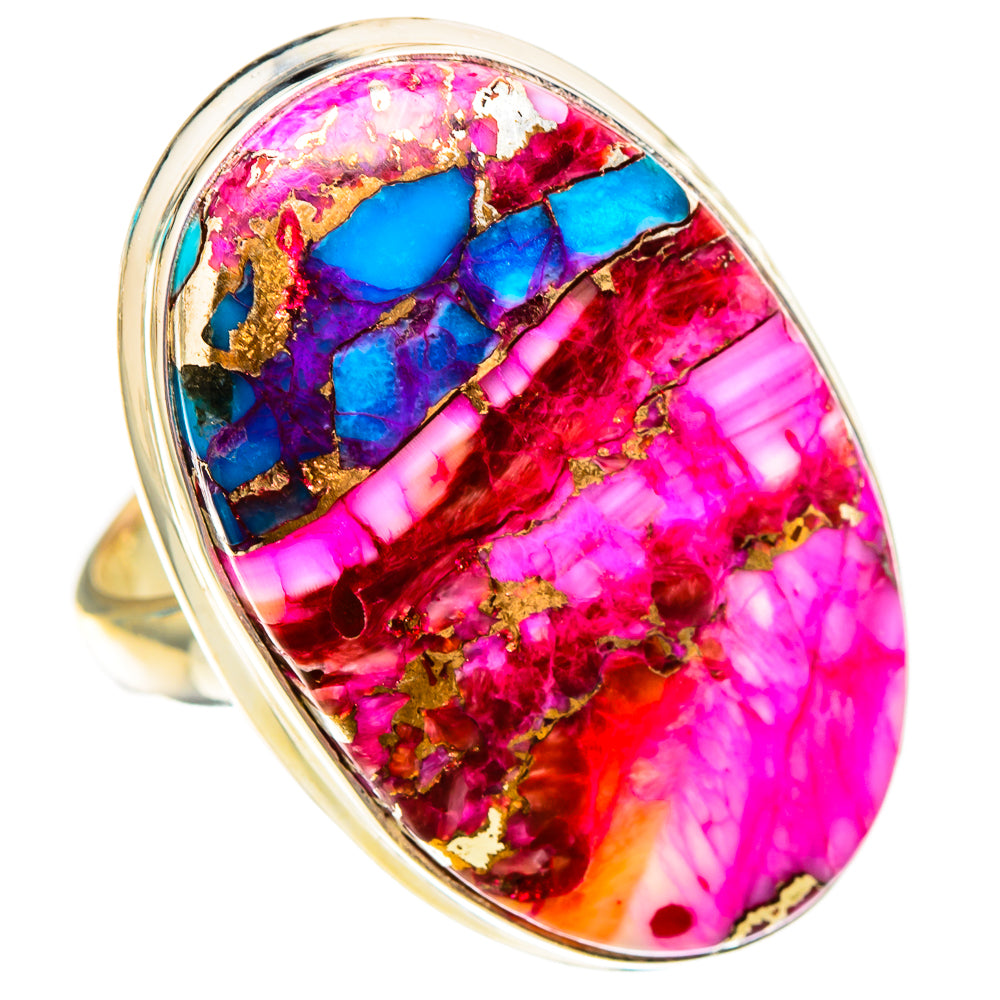 Kingman Pink Dahlia Turquoise Rings handcrafted by Anasilvercos - RING117651 - Photo 2