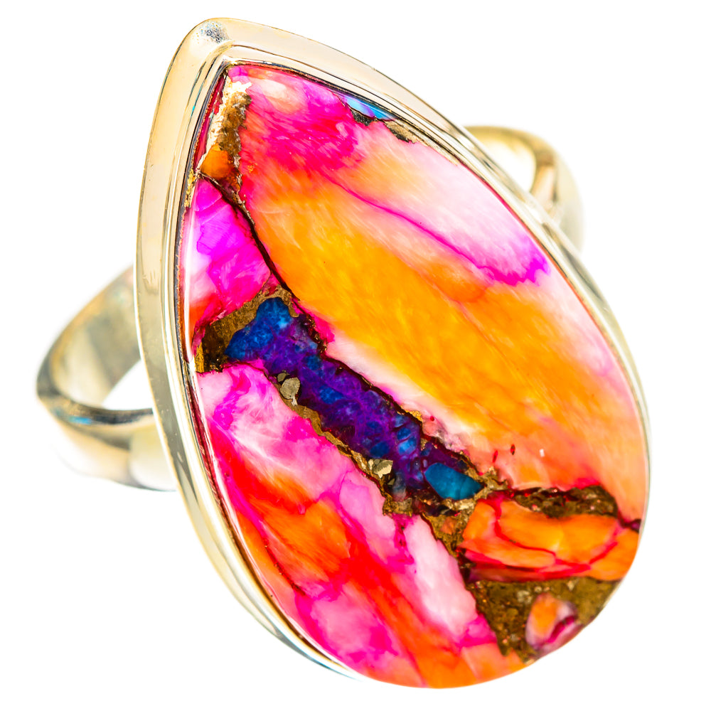 Kingman Pink Dahlia Turquoise Rings handcrafted by Anasilvercos - RING117652 - Photo 2