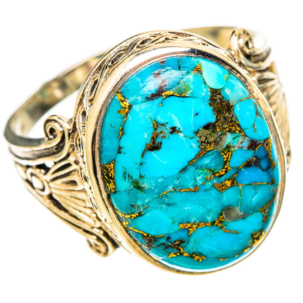 Blue Copper Composite Turquoise Rings handcrafted by Anasilvercos - RING117660 - Photo 2