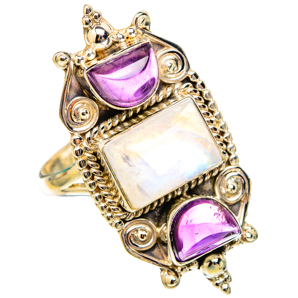 Rainbow Moonstone Rings handcrafted by Anasilvercos - RING117674 - Photo 2