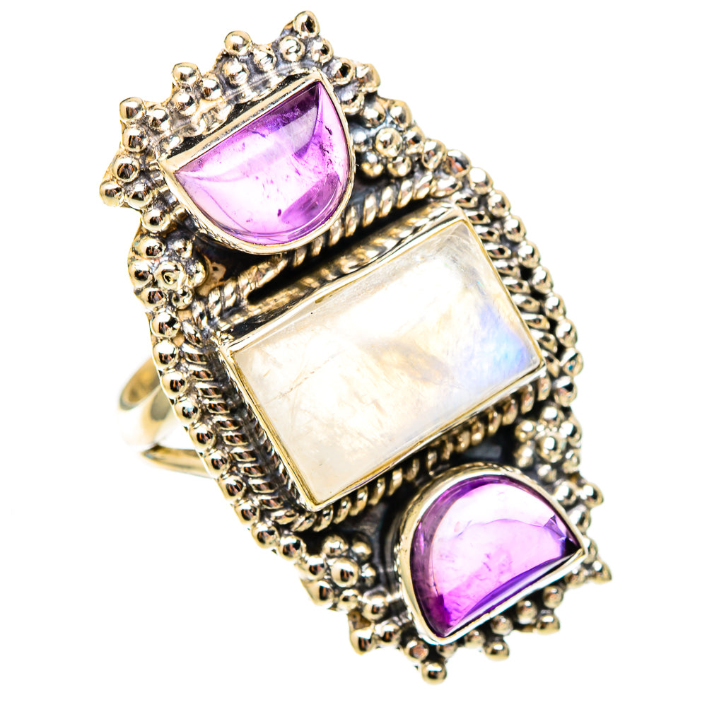 Rainbow Moonstone Rings handcrafted by Anasilvercos - RING117675 - Photo 2