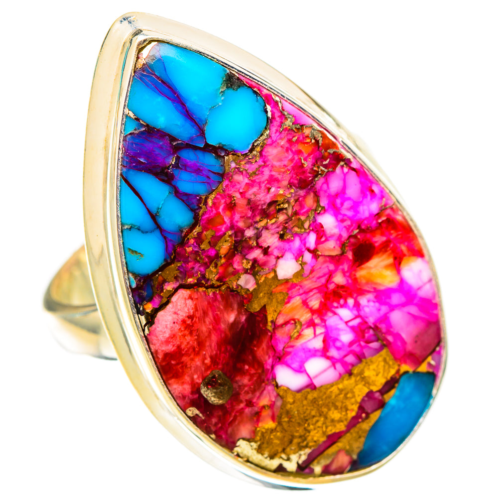 Kingman Pink Dahlia Turquoise Rings handcrafted by Anasilvercos - RING117681 - Photo 2