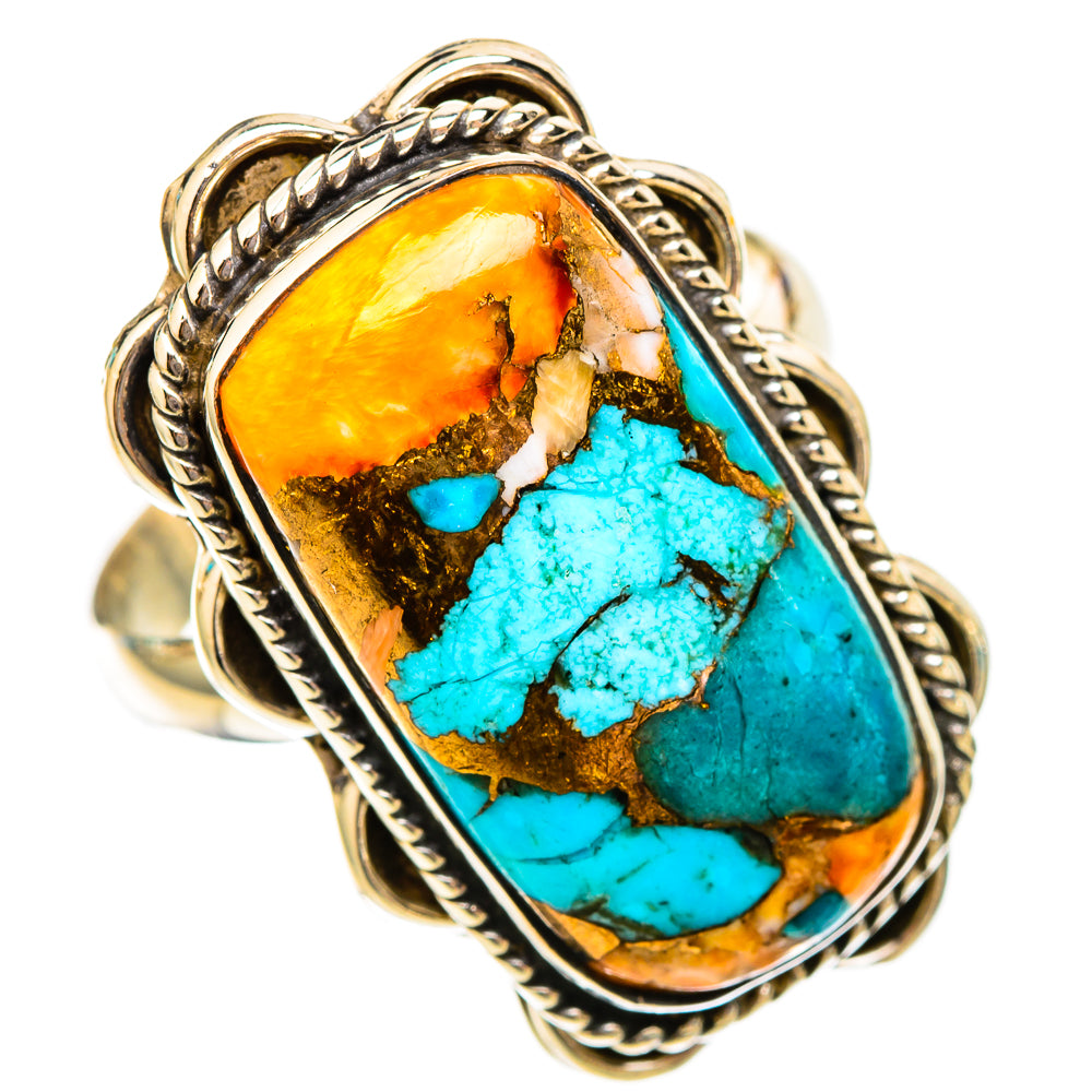 Spiny Oyster Turquoise Rings handcrafted by Anasilvercos - RING117683 - Photo 2