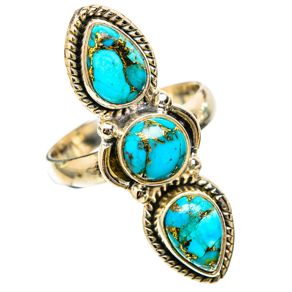 Blue Copper Composite Turquoise Rings handcrafted by Anasilvercos - RING117701 - Photo 2