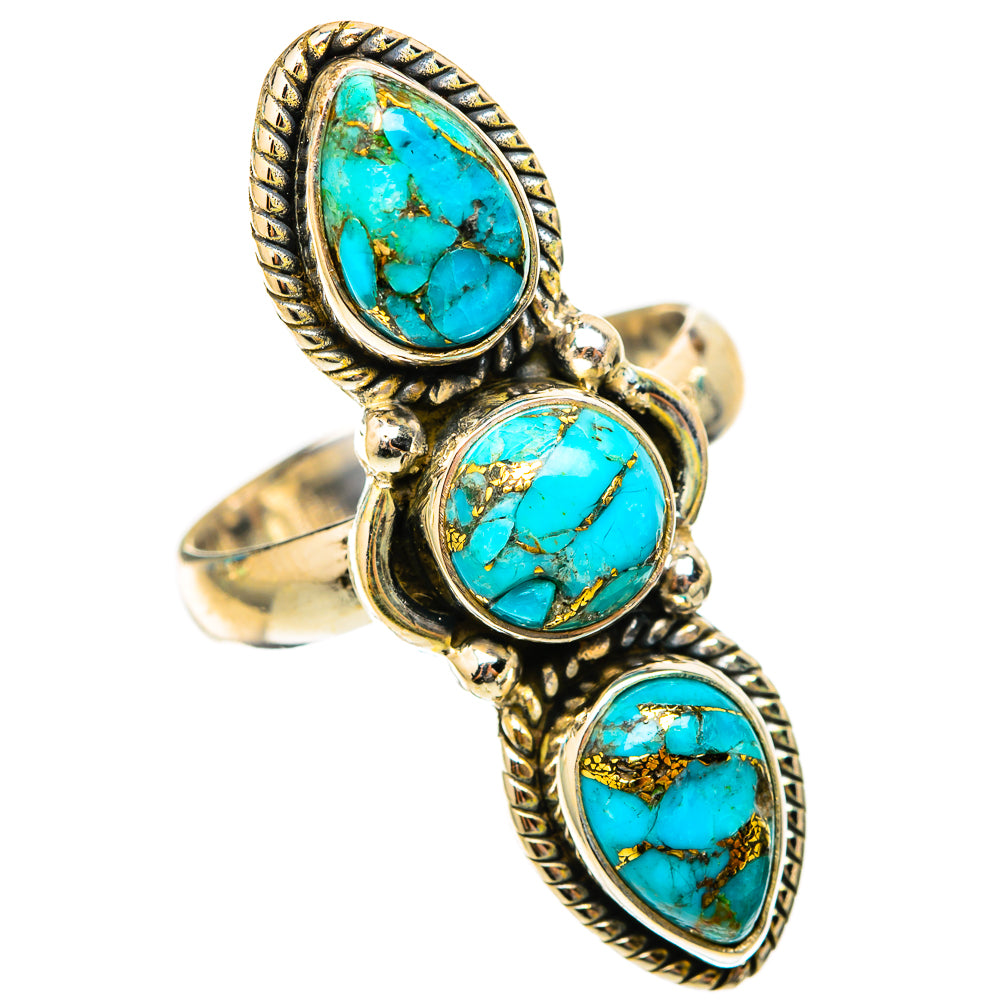 Blue Copper Composite Turquoise Rings handcrafted by Anasilvercos - RING117729 - Photo 2